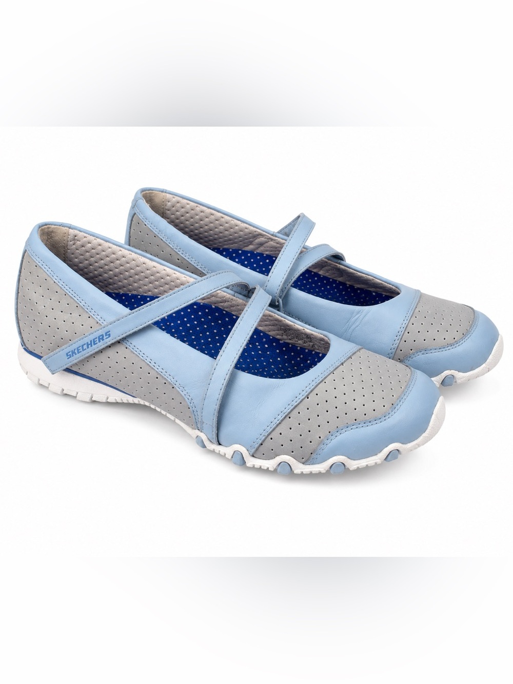Vintage Y2K Skechers Mary Jane Ballet Sneakers Women’s 9 Blue Gray Leather